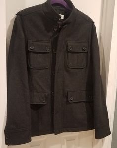 Men's Calvin Klein Wool Pea Coat Charcoal Gray M